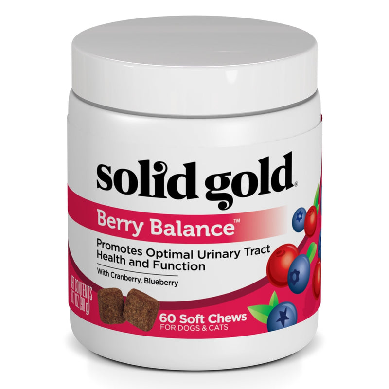 Solid Gold Cranberry Supplement for Dogs & Cats for Urinary Tract Health - Berry Balance UTI + Bladder + Kidney Support for Cats and Dogs with Antioxidants Chews - PawsPlanet Australia