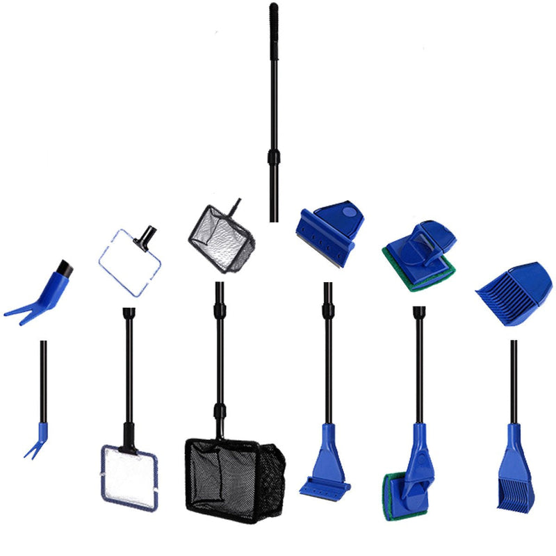JZMYXA Aquarium Fish Tank Clean Set, Aquarium Cleaning Kit for Fish Tank Long Handle Fish Tank Brush Functional Six Cleaning Tools for Aquarium Telescopic Cleaning 6-in-1 - PawsPlanet Australia