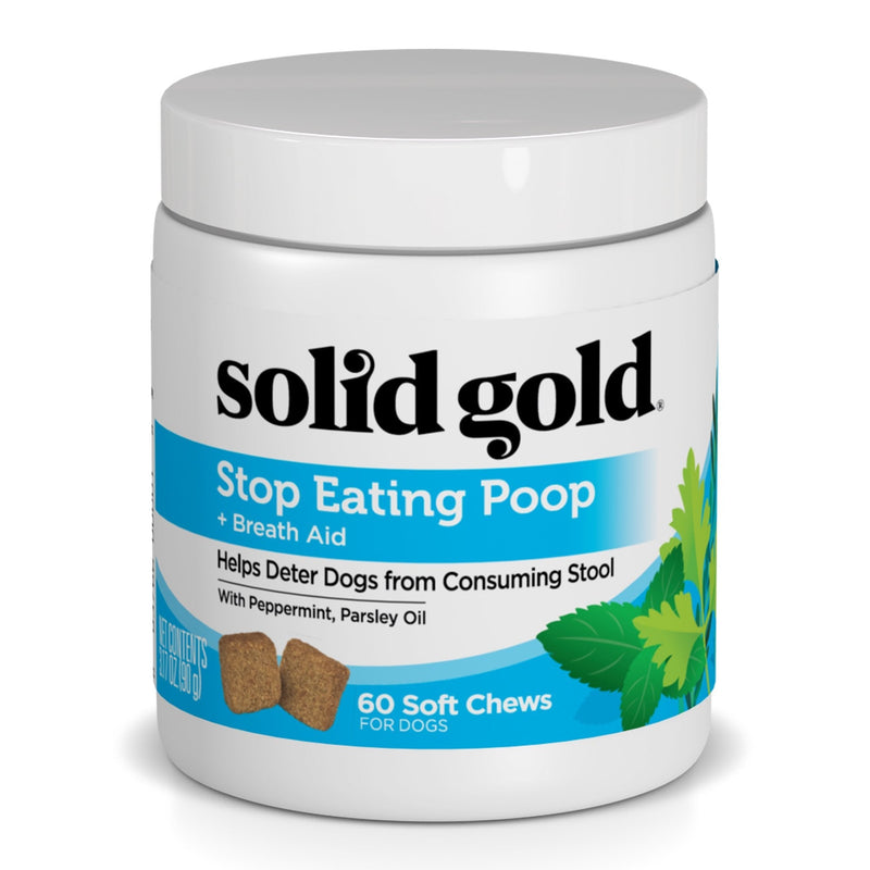 Solid Gold Stop Eating Poop for Dogs with Coprophagia; Natural, Holistic Grain-Free Supplement Chews and Powder with Peppermint & Parsley Oil 60Ct. - PawsPlanet Australia