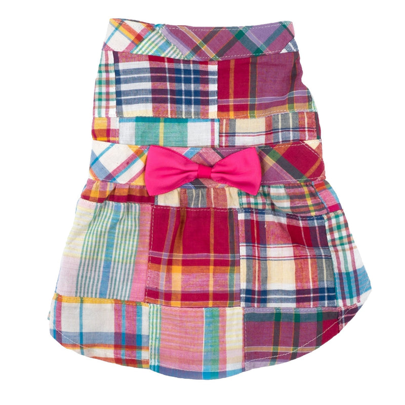[Australia] - The Worthy Dog Patch Madras Pattern Fabulously Stylish Bow Attached Skirt Dress for Dog, Casual Dog Outfit - Fits Small, Medium and Large Dogs, Bright Color X-Large 