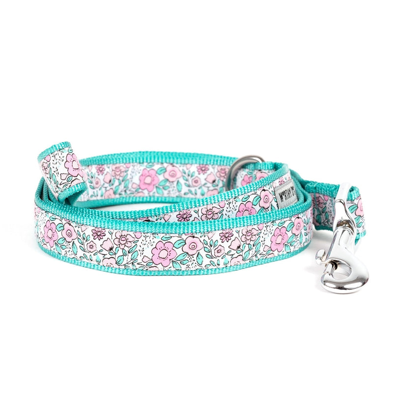 [Australia] - The Worthy Dog Garden Party Floral Pattern Lead, Designer Comfortable Nylon Webbing Leash Fits Small, Medium and Large Dogs, Pink Color 5/8 x 5 inch 