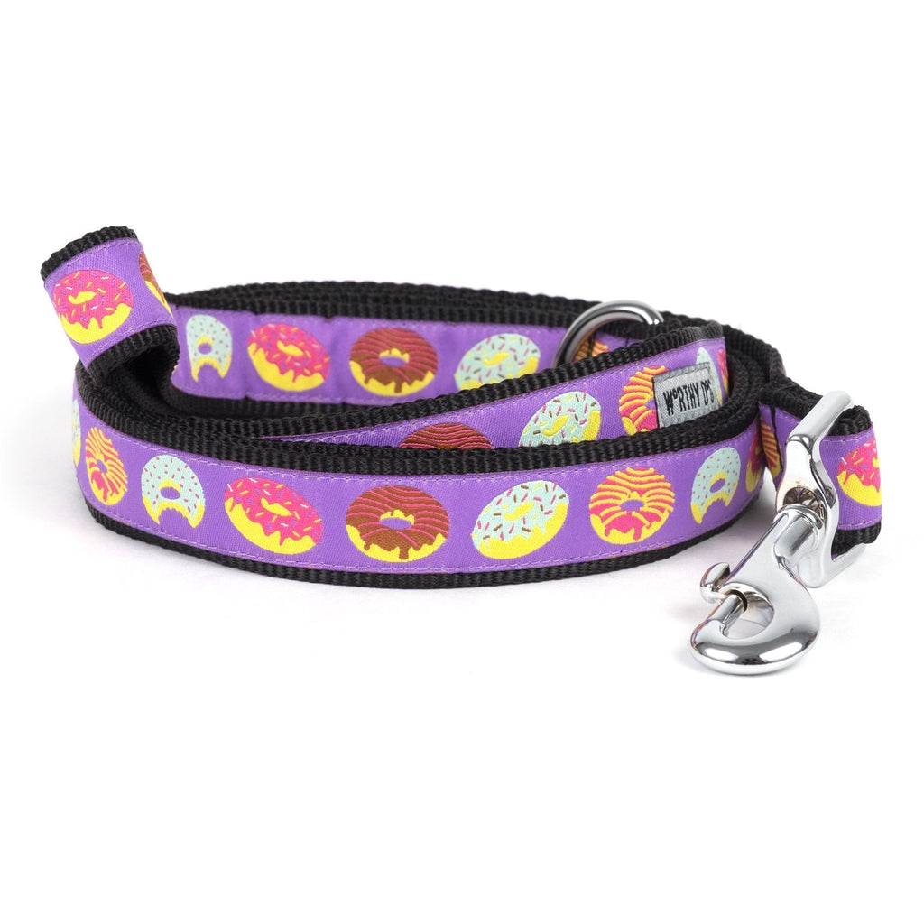 [Australia] - The Worthy Dog Donuts Designer Pet Dog Strong and Comfortable Nylon Webbing Lead Fits Small, Medium and Large Dogs Purple Color 1 x 5 inch 