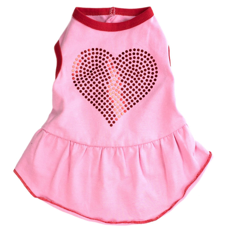 The Worthy Dog Bling Heart Pattern Fabulously Stylish Bow Attached Dress for Dog, Casual Dog Outfit - Fits Small, Medium and Large Dogs, Pink Color - PawsPlanet Australia