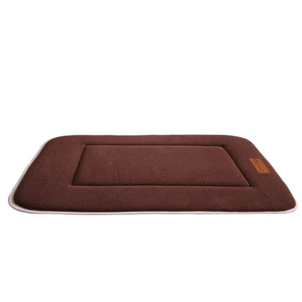QIAOQI Dog Bed Kennel Pad Crate Mat Washable Orthopedic Antislip Beds Dense Memory Foam Cushion Padding Bolster | Perfect Sleep Bedding Pads for Carrier Cage 22-inch Brown - PawsPlanet Australia