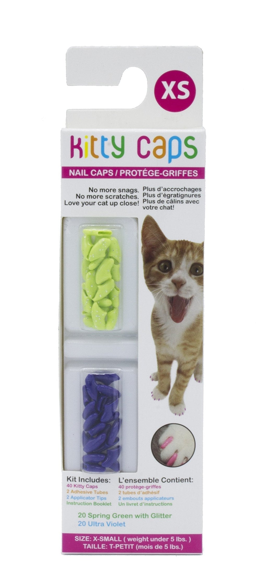 Kitty Caps Nail Caps for Cats X-Small (Under 5 lbs) 1-Pack - PawsPlanet Australia