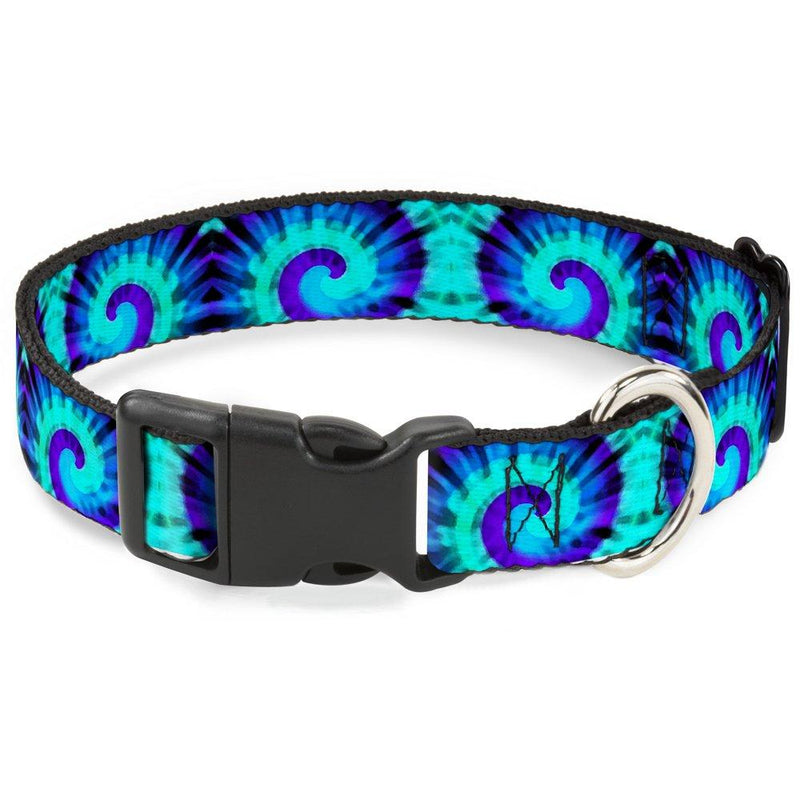 [Australia] - Buckle-Down Dog Collar Plastic Clip Tie Dye Swirl Purples Blues Available in Adjustable Sizes for Small Medium Large Dogs 1.5" Wide - Fits 18-32" Neck - Large 