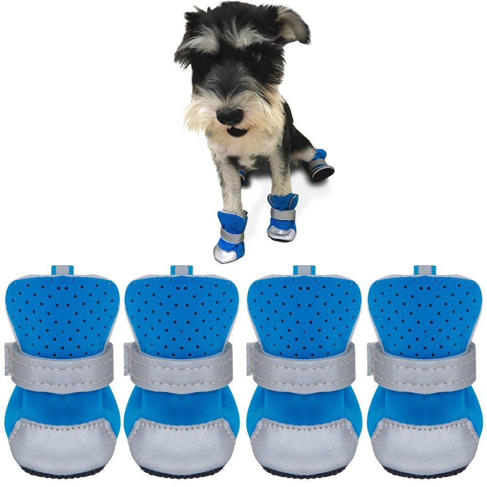 [Australia] - Ulandago Dog Boots for Small Dog Breathable Paw Protectors #55 (2.17"L x 1.81"W) Blue 