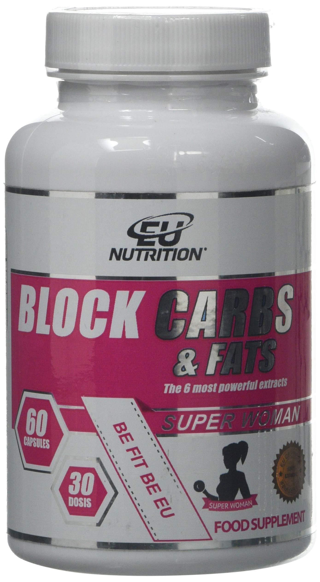 Eu Nutrition Women's Block Carbs and Fats Food Supplement, Multi-Coloured, 60 caps - PawsPlanet Australia