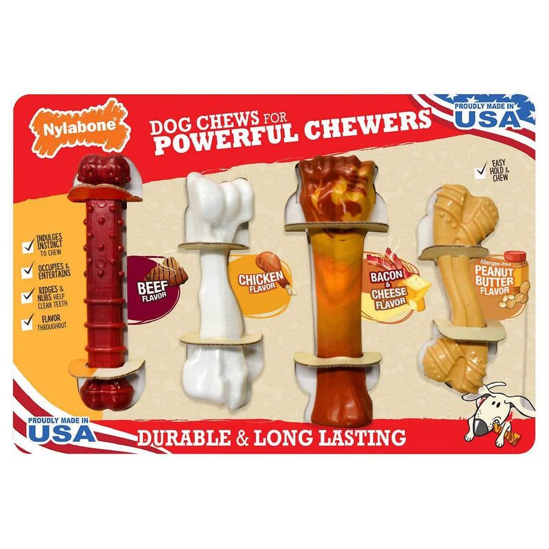 [Australia] - Nylabone Dog Chews for Powerful Chewers, 4 Pack 