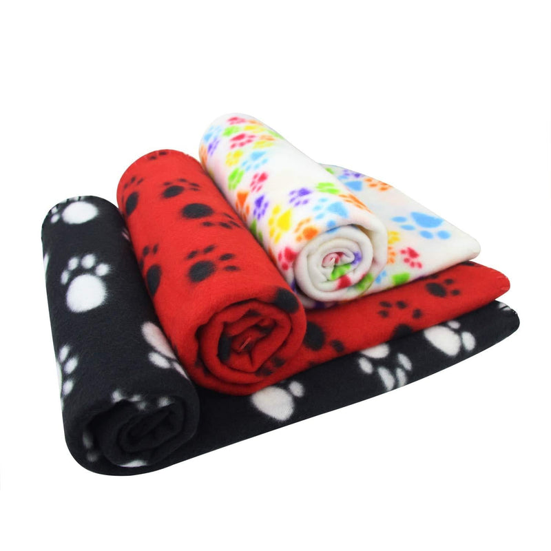 AK KYC 3 Pack 40x 28 inch Puppy Blanket Cushion Dog Cat Fleece Blankets Pet Sleep Mat Pad Bed Cover with Paw Print Kitten Soft Warm Blanket for Animals 3 X Paw - PawsPlanet Australia