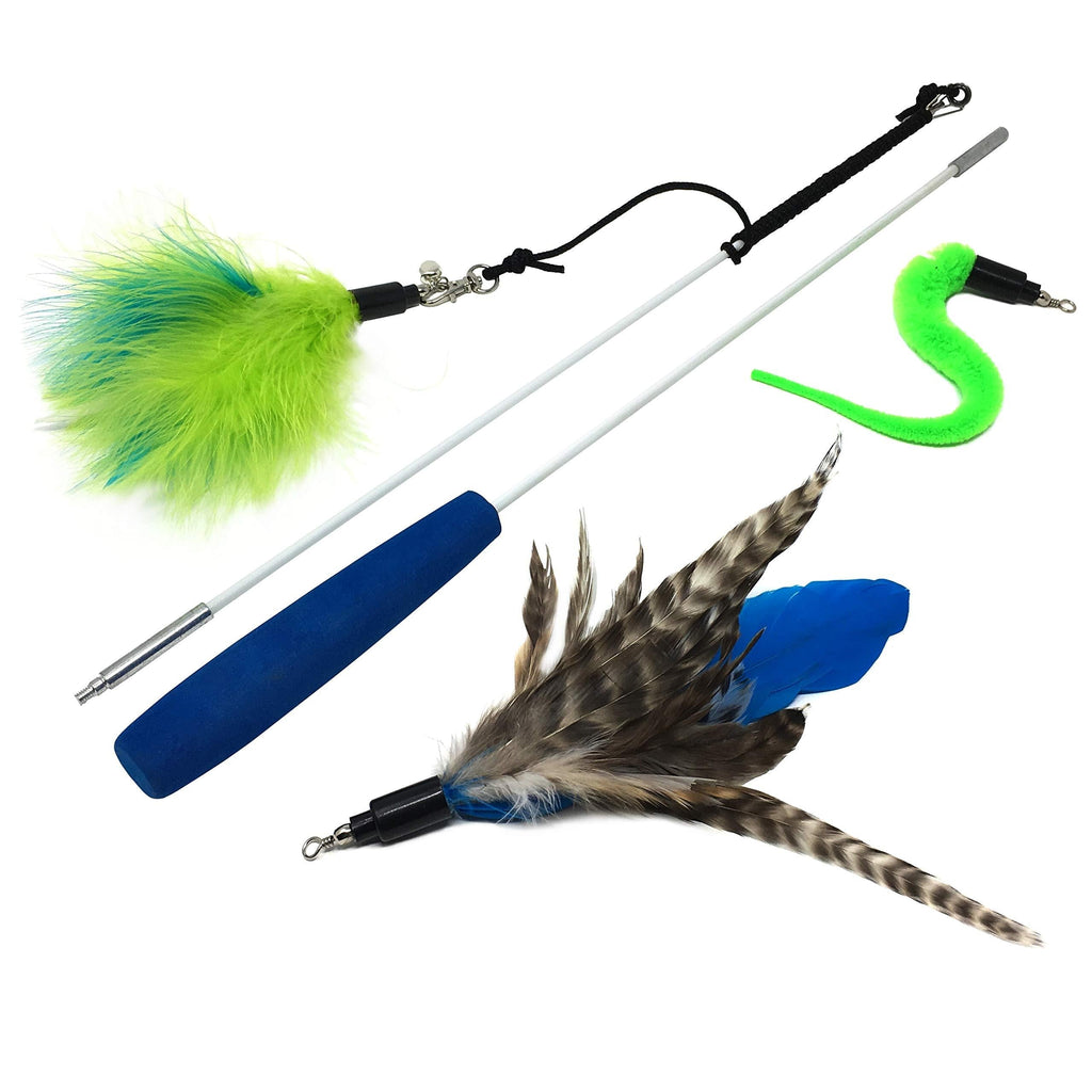 [Australia] - Pet Fit For Life Feather Teaser and Exerciser for Cat and Kitten - Cat Toy Interactive Cat Wand 2 Section 3 Piece 