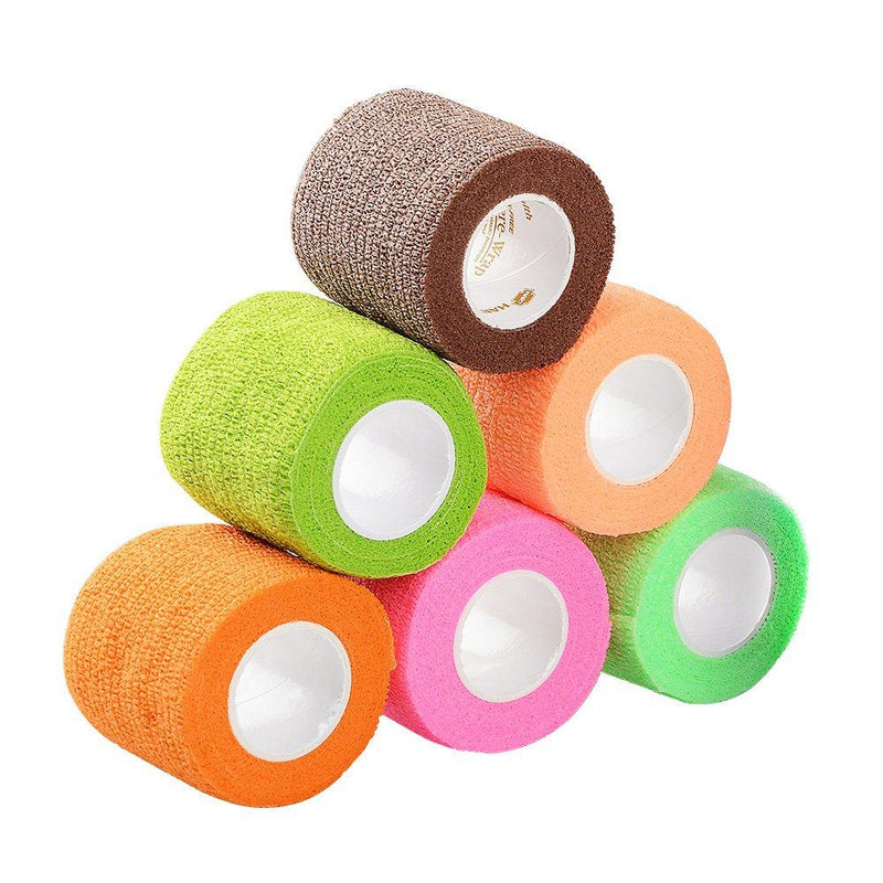 ASIV Cohesive Bandage 5cm x 4.5M Self Adherent Bandage, Pet Vet Wrap Bandaging Tape - Pack of 6 (Random Color) - PawsPlanet Australia