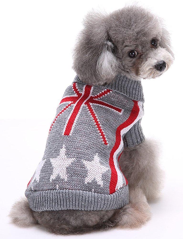 [Australia] - Dog Apparel Clothes Jacket & Sweatshirt Sweater UK Flag Pattern Turtleneck Pet Sweaters Dog - Back Length 7" 