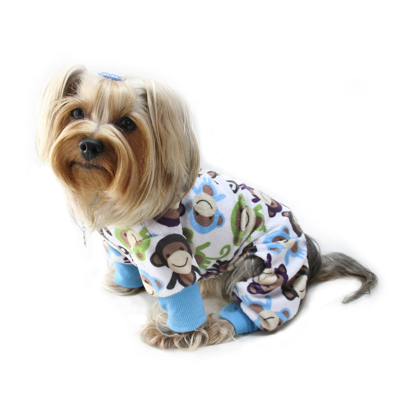 Klippo Dog/Puppy Minky Monkey Plush Pajamas/Bodysuit/Loungewear/PJ/Coverall/Jumper/Romper for Small Breeds X-SMALL - PawsPlanet Australia