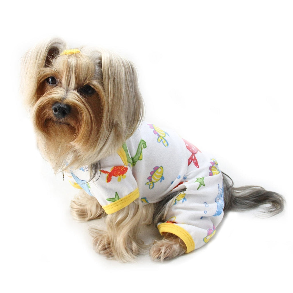 Dog/Puppy Ocean Pals Knit Cotton Pajamas/Bodysuit/Loungewear/PJ/Coverall/Jumper/Romper for Small Breeds (LARGE) - PawsPlanet Australia