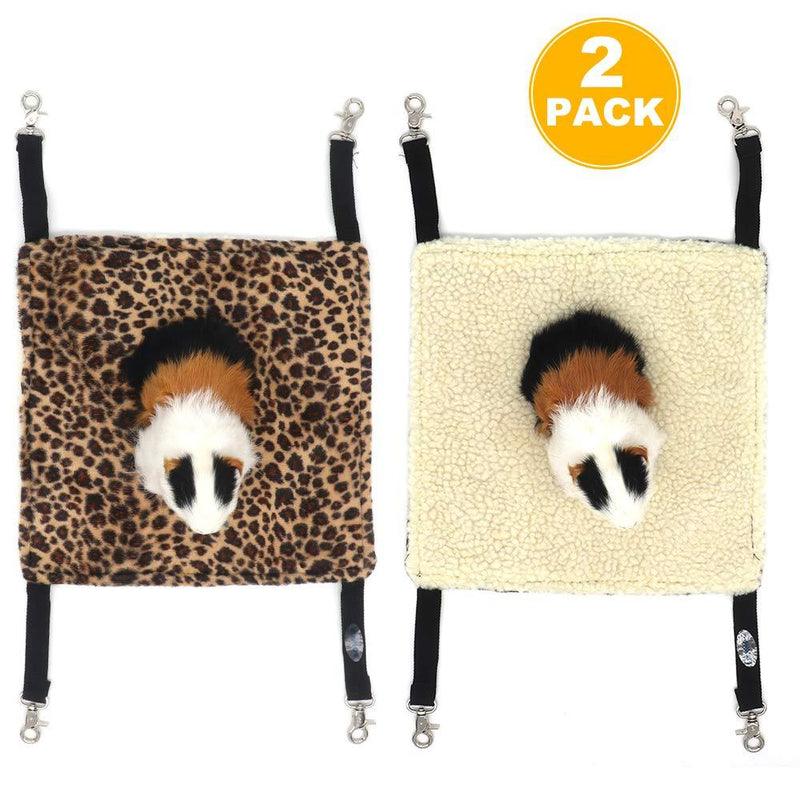 [Australia] - EONMIR 2Pack Guinea Pig Hammock, Small Animal Hanging Bed Toys fit Rats, Chinchilla, Pet Cage Accessories Leopard Print 