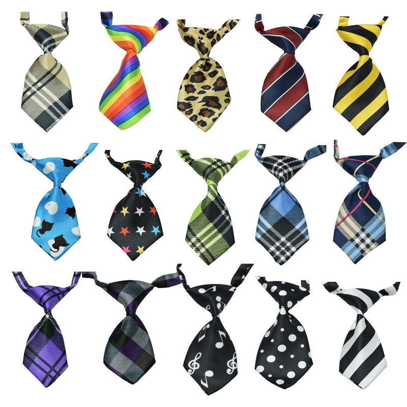 15Pcs/Pack Baby Boys Pet Necktie for Cat Dog Tie Collar Assorted Cute Style Adjustable (Style 1021) - PawsPlanet Australia