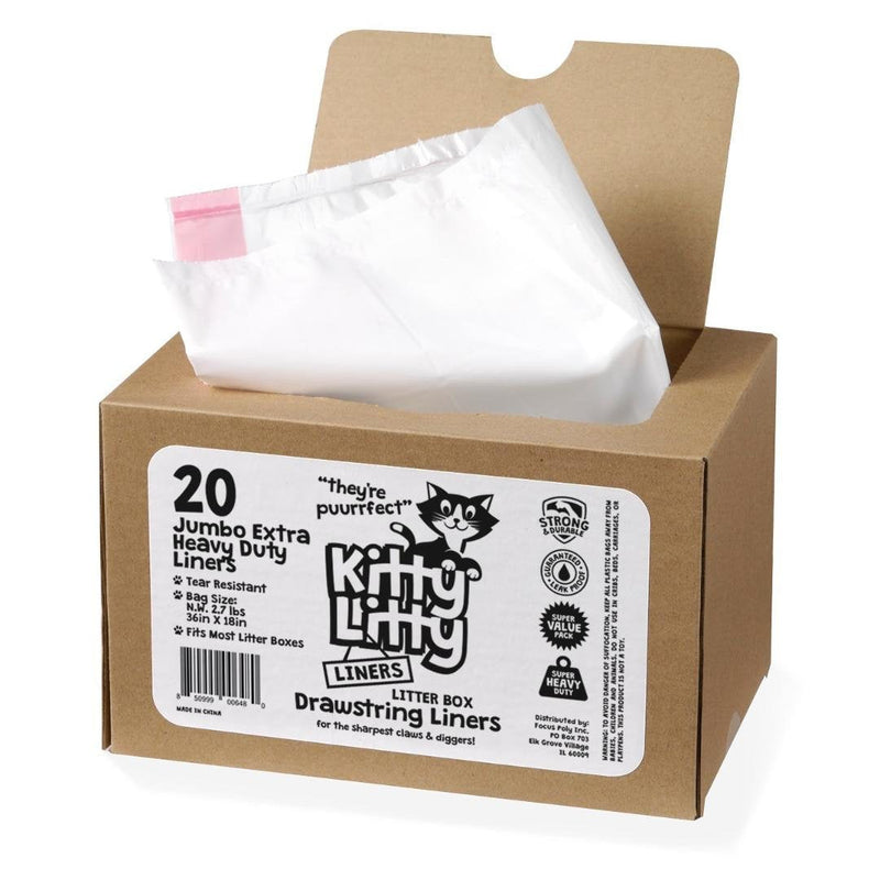 Extra Heavy Duty Jumbo Cat Litter Box Liners 20 Count Cat Waste Liners - PawsPlanet Australia