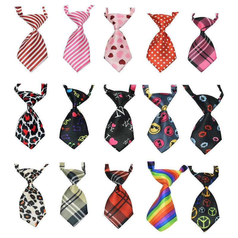 [Australia] - 15Pcs/Pack Baby Boys Pet Necktie for Cat Dog Tie Collar Assorted Cute Style Adjustable 