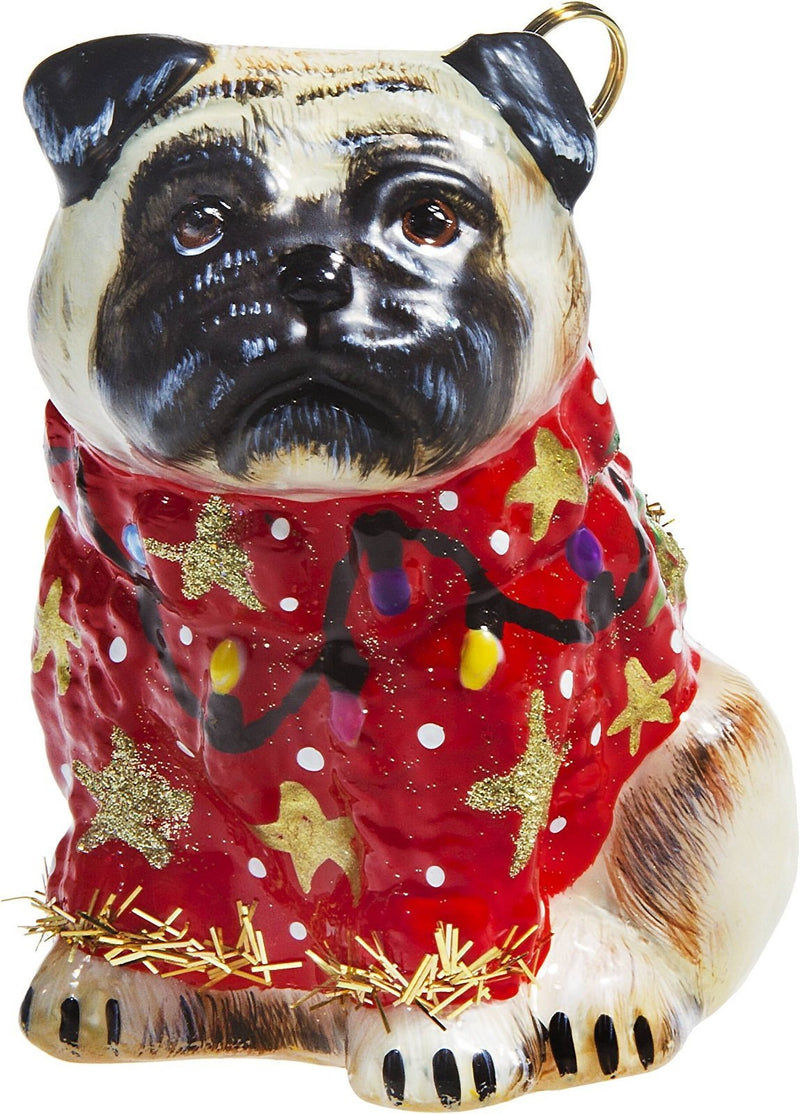 Pug Fawn in Ugly Christmas Sweater Dog Polish Tree Ornament Pet Decoration New - PawsPlanet Australia