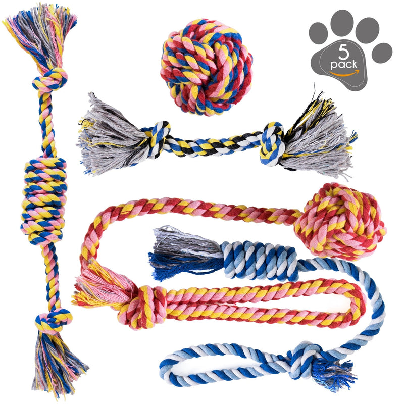 Dog Toys - Dog Chew Toys - Puppy Teething Toys- Puppy Chew Toys - Rope Dog Toy - Puppy Toys - Small Dog Toys - Chew Toys - Dog Toy Pack - Tug Toy - Dog Toy Set - Washable Cotton Rope for Dogs - PawsPlanet Australia
