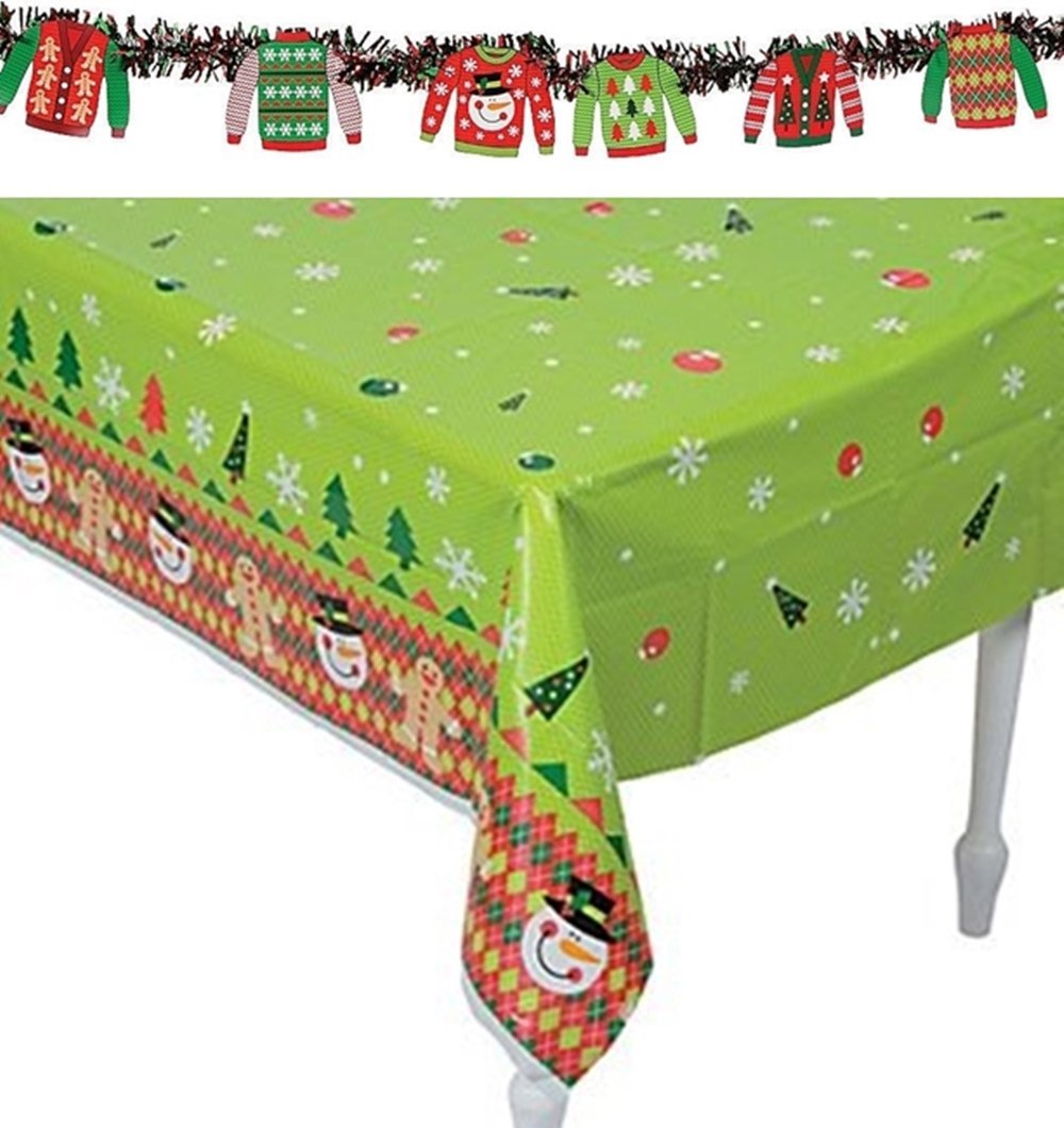 Ugly Sweater Party Set - Includes Ugly Sweater Tablecloth and Garland Banner - PawsPlanet Australia