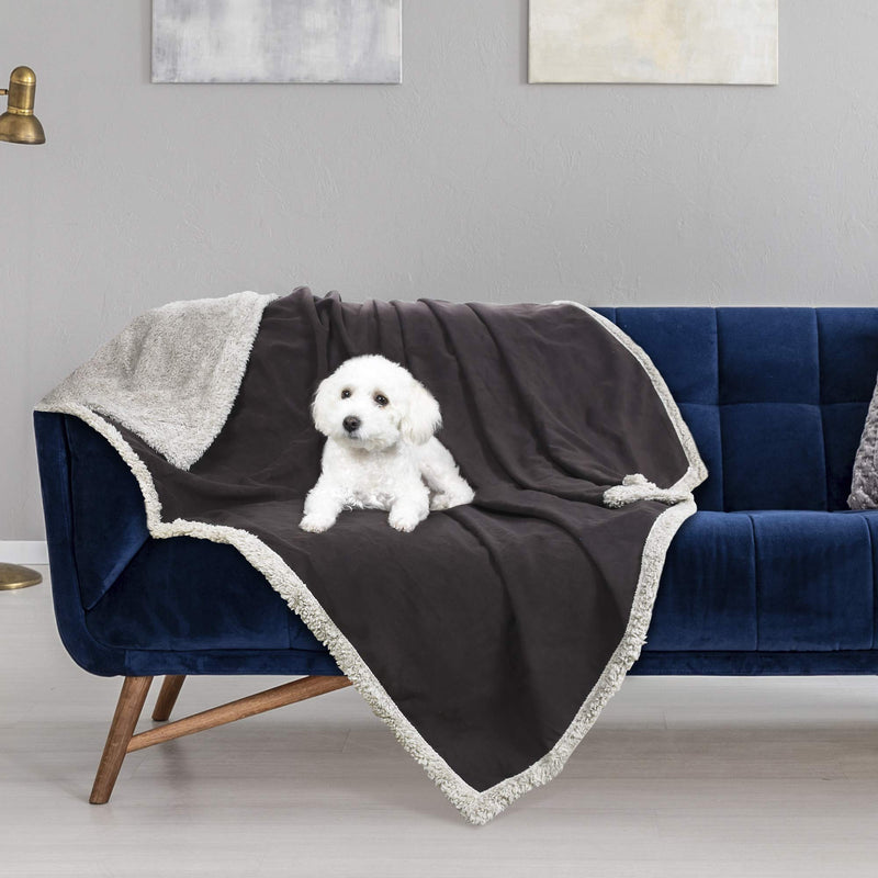 Kritter Planet Waterproof Pet Blanket, Pee Urine Proof Dog Blanket for Couch Bed, Soft Reversible Furniture Protector Cover, Liquid Proof Blanket for Large Dogs 50"x30" Brown/Taupe - PawsPlanet Australia