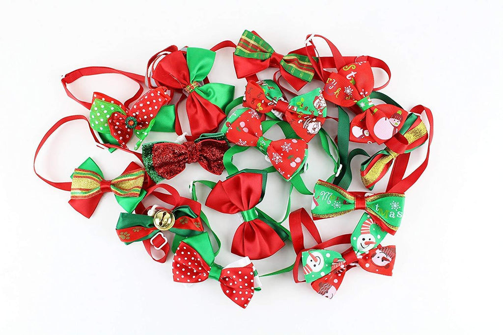 Midlee Christmas Dog Bow Tie Pack of 10 (Neck Size: 7.5"-13") - PawsPlanet Australia