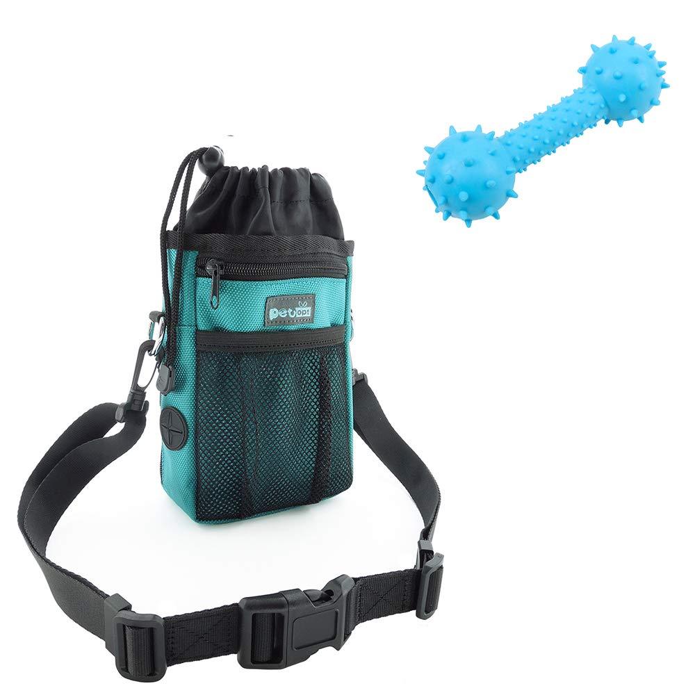 [Australia] - Petopt Pet Treat Pouch Bag Dispenser with Adjustable Waist Belt&Shoulder Strap Pet Training Clicker Green 