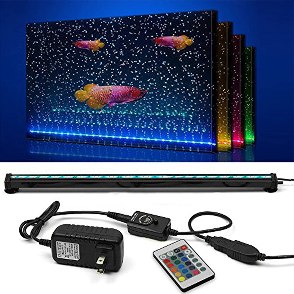 SZMiNiLED Aquarium Light with Air Bubble Hole, 5050 RGB LED Fish Tank Light with 16 Colors and 4 Modes, IP68 Waterproof LED Aquarium Lights with Remote Controller for Fish Tank 12 Inch - PawsPlanet Australia