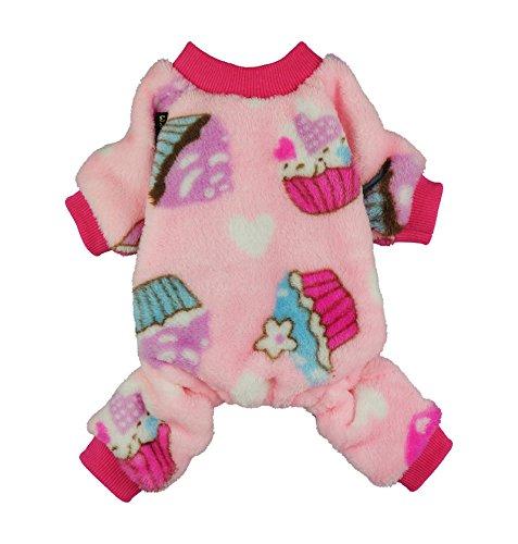 [Australia] - Fitwarm Sweet Cupcake Pet Clothes for Dog Pajamas PJS Coat Soft Velvet Pink S 