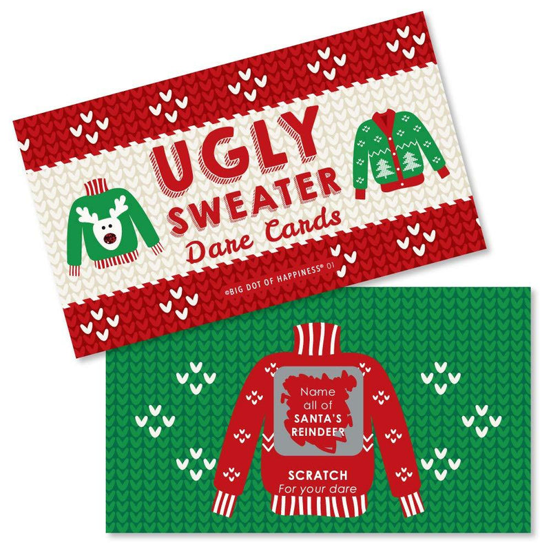 Big Dot of Happiness Ugly Sweater - Holiday and Christmas Party Game Scratch Off Dare Cards - 22 Count - PawsPlanet Australia