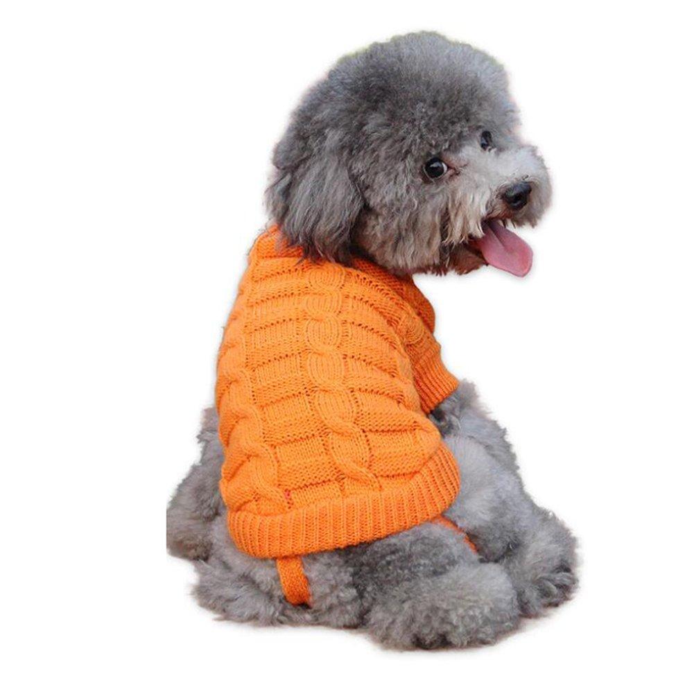 WORDERFUL Dog Sweater Turtleneck Classic Grid Pet Sweater Clothes for Small Dogs & Cats 8 Orange - PawsPlanet Australia