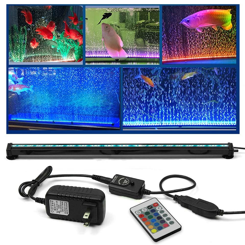 Fish Tank Light KAPATA Aquarium Fish Tank LED Lights with 24key Controller 16 Colors and 4 Changing Modes Air Bubble Lights 30CM/12inch 12 Inches - PawsPlanet Australia