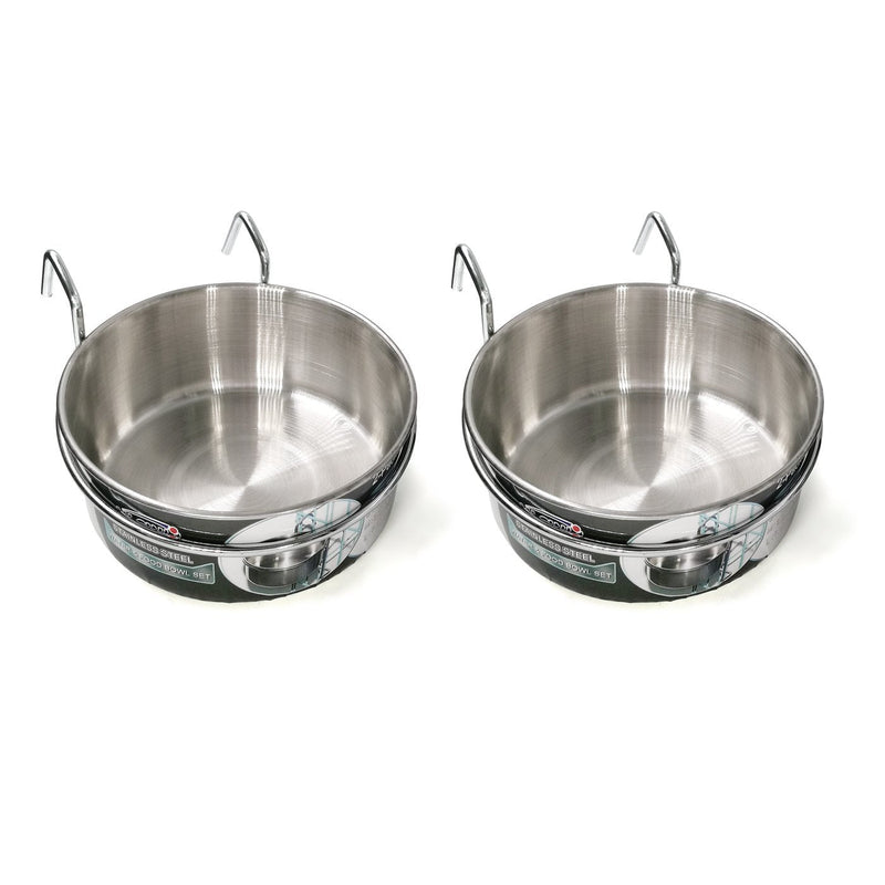 [Australia] - MLCINI Hanging Pet Bowl, Stainless Steel Food Water Bowls Bunny Feeder with Hook for Dogs Cats in Crate Cage Kennel 11ounces/2pack 