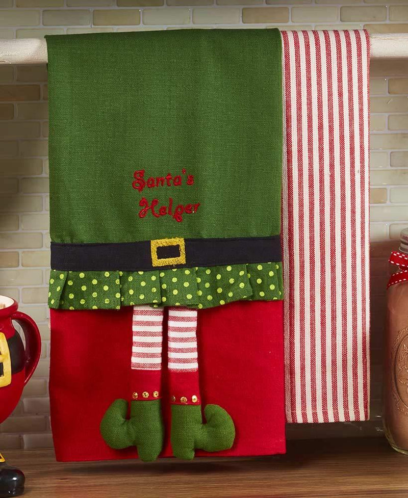 The Lakeside Collection Set of 2 Novelty Kitchen Towels - Elf GREEN ELF - PawsPlanet Australia