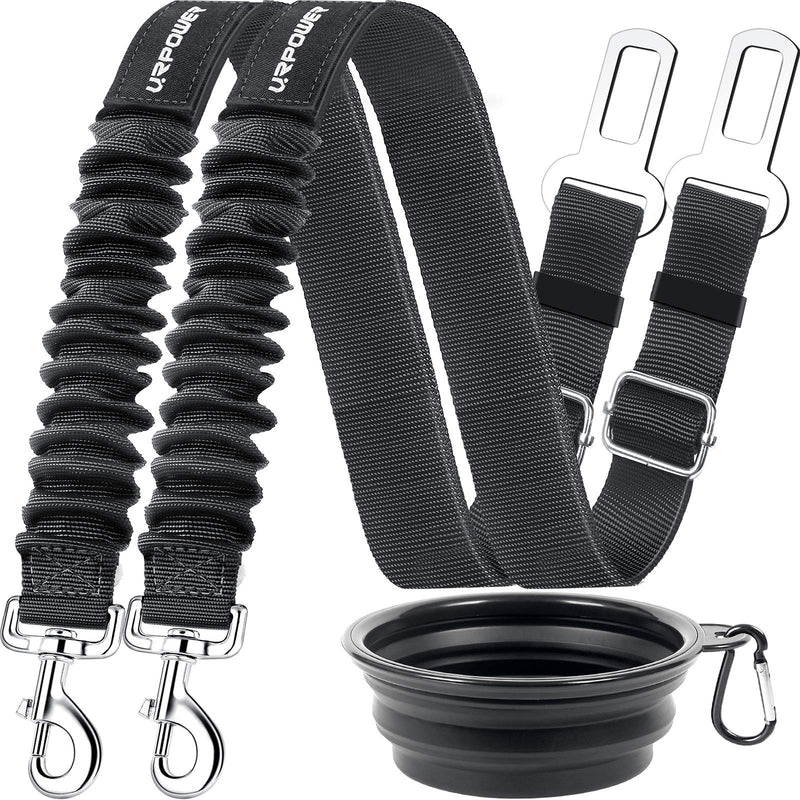 URPOWER Upgraded Dog Seat Belt 2 Pack Dog Car Seatbelts Adjustable Pet Seat Belt for Vehicle Nylon Pet Safety Seat Belts Heavy Duty & Elastic & Durable Car Seat Belt for Dogs, Cats and Pets Black - PawsPlanet Australia