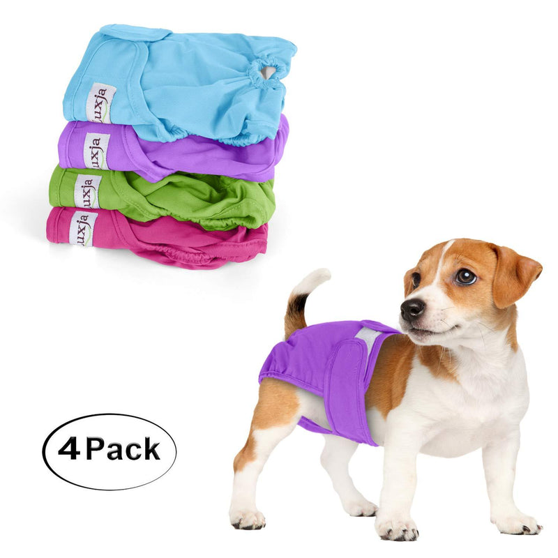 [Australia] - LUXJA Reusable Female Dog Diapers, Washable Wraps for Female Dog S: waist 9"-15" Sky Blue+purple+green+rose Red 