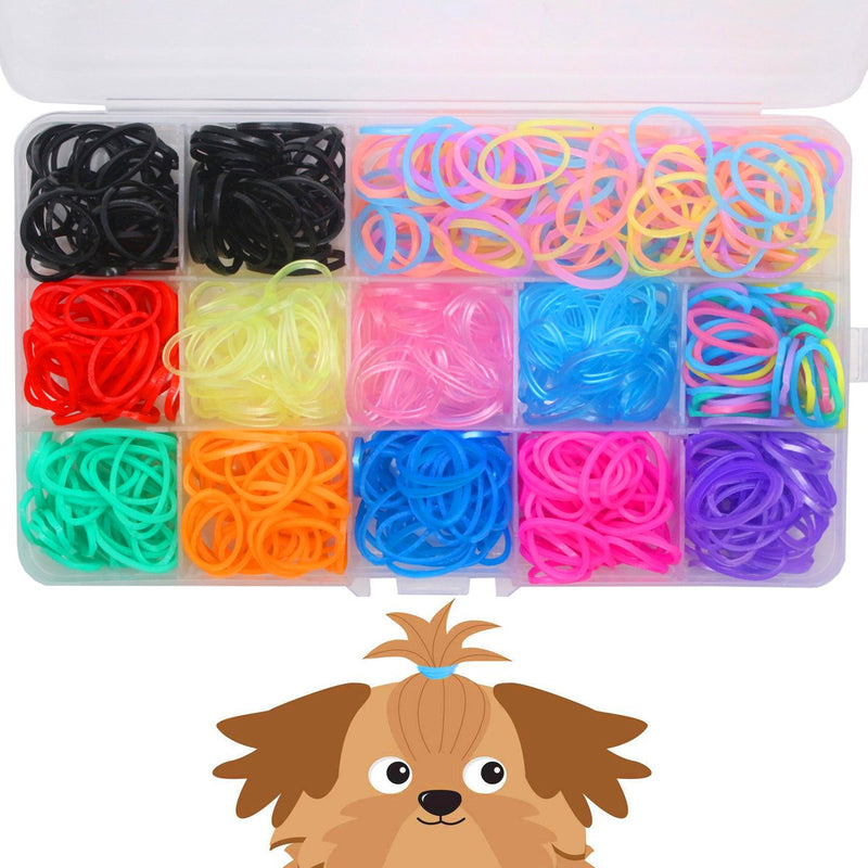 YOY 3/4" Pet Dog Stretchy Rubber Bands, 600/Box - Puppy Elastics Ties Pony Tail Holders Hair Accessories for Doggy Grooming Top Knots Ponytails Braids and Dreadlocks - PawsPlanet Australia