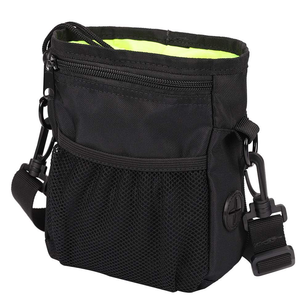 HANWELL Dog Treat Bag with Built-In Poop Bags Dispenser, Puppy Pet Training Walking Pouch with Adjustable Waist Belt & Shoulder Strap, Hands Free Carries for Running (Black) Black - PawsPlanet Australia