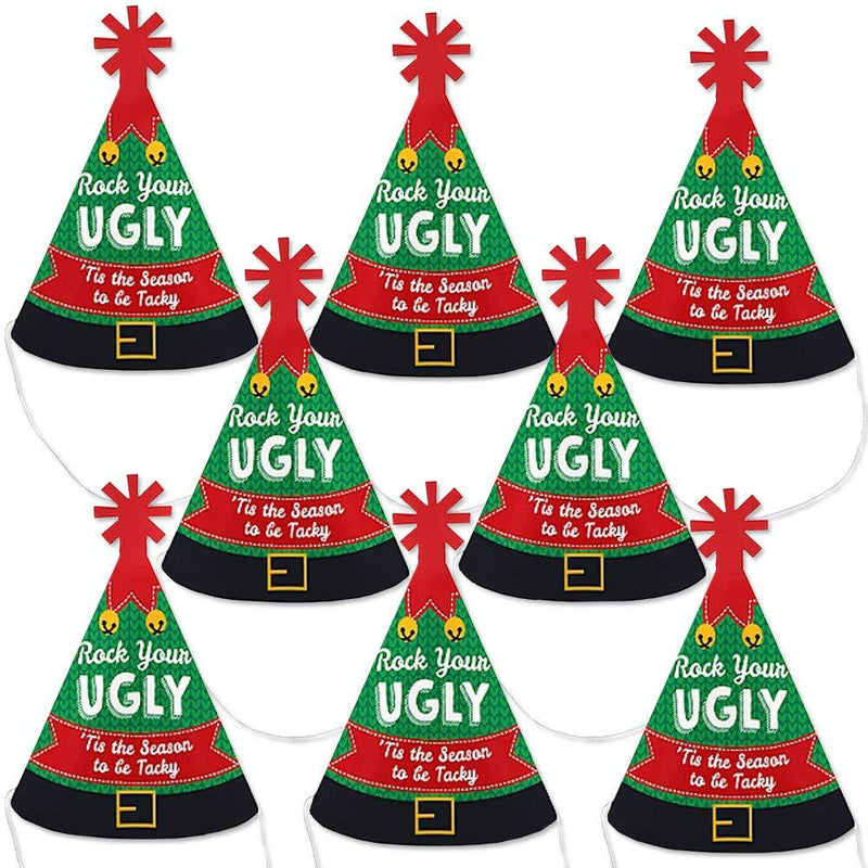 Big Dot of Happiness Ugly Sweater - Mini Cone Holiday & Christmas Party Hats - Small Little Party Hats - Set of 8 - PawsPlanet Australia