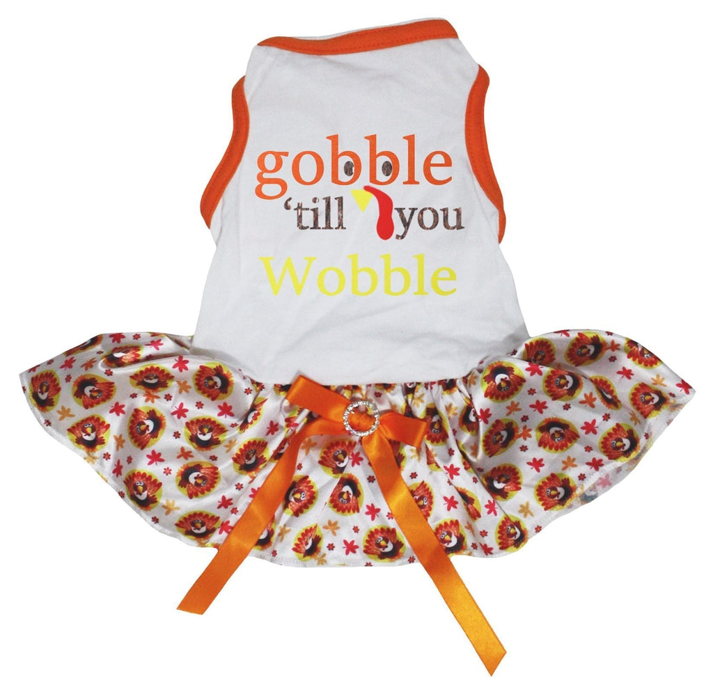 [Australia] - Petitebella Gobble Till You Wobble White Shirt Turkey Dots Tutu Puppy Dog Dress Medium 