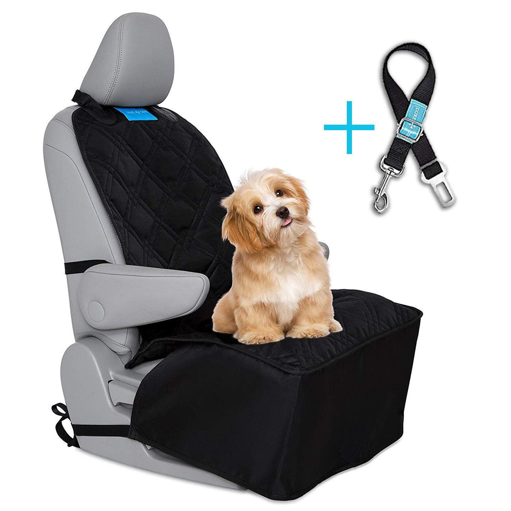 [Australia] - Dog Car Front Seat Cover Pet Bucket Seat Covers Luxury Washable Material Waterproof Nonslip Pet Single Seat Cover for Cars Truck SUV Seatbelt Leash Included 