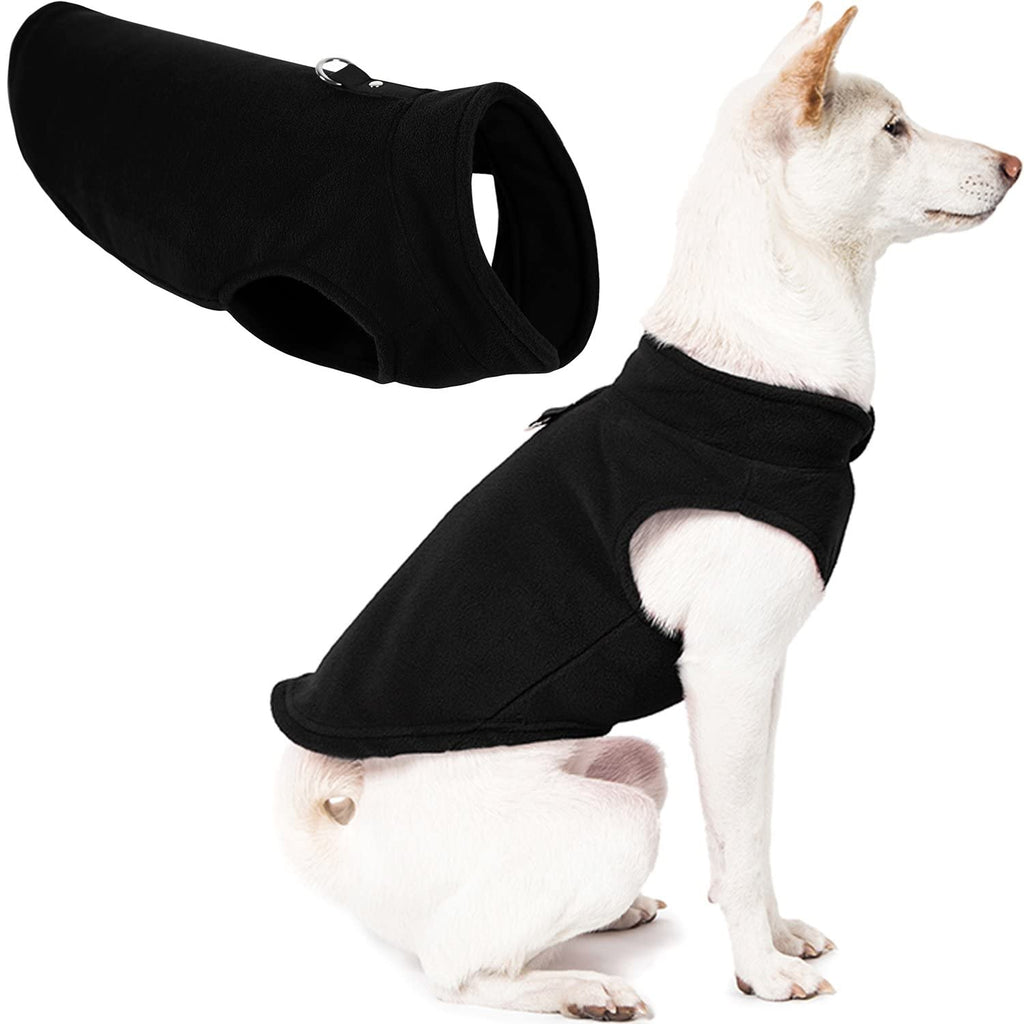 Gooby Fleece Vest Dog Sweater - Warm Pullover Fleece Dog Jacket with Leash Attachment - Winter Small Dog Sweater Coat - Cold Weather Dog Clothes for Small Dogs Boy or Girl for Indoor and Outdoor Use Medium Black - PawsPlanet Australia