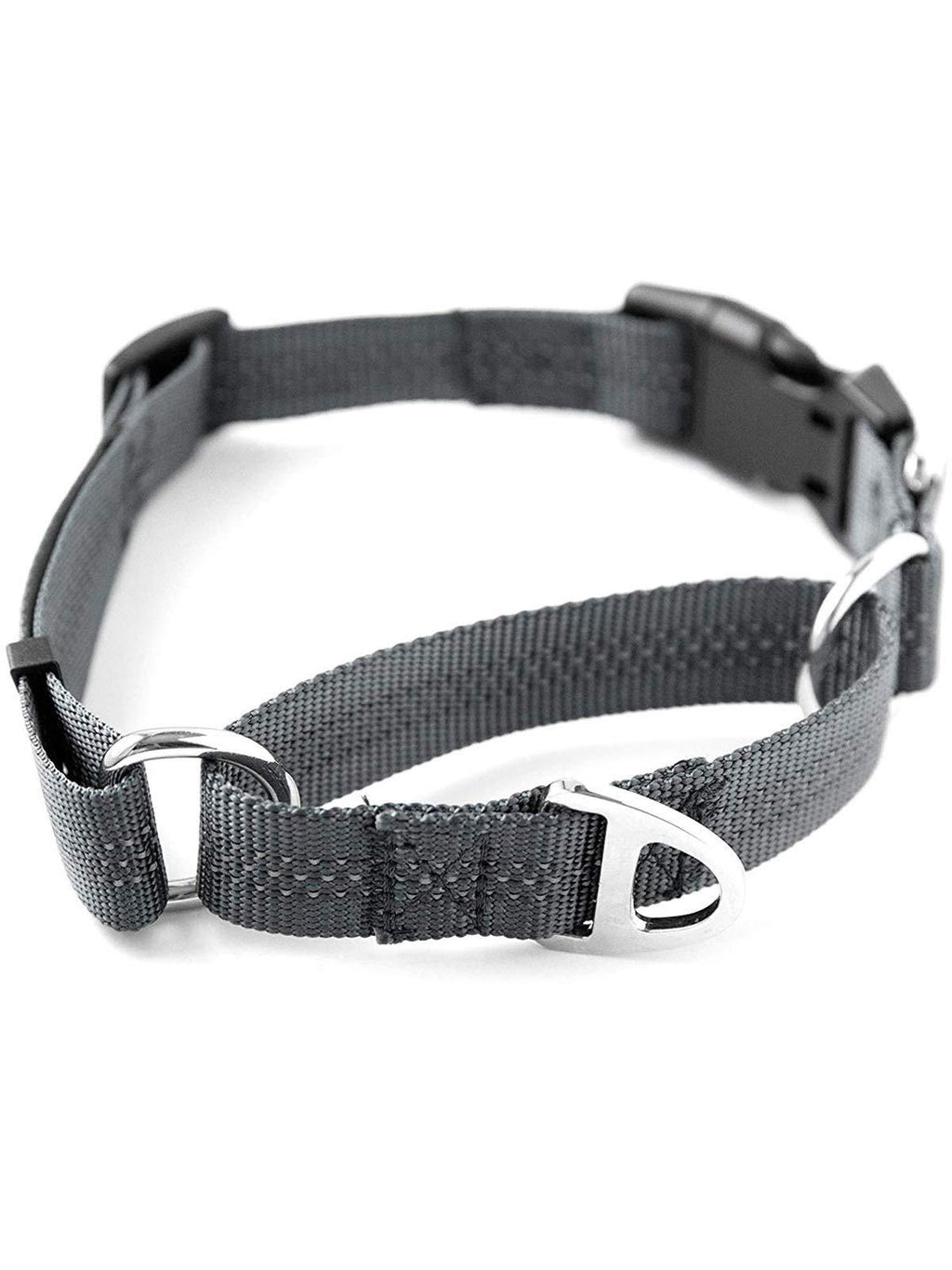 [Australia] - Mighty Paw Martingale Nylon Training Collar. Our Trainer Approved Limited Slip Collar. Modified Cinch Collar for Controlled Force for Optimal Training. Reflective Stitching to Keep Your Dog Safe! Large Grey 