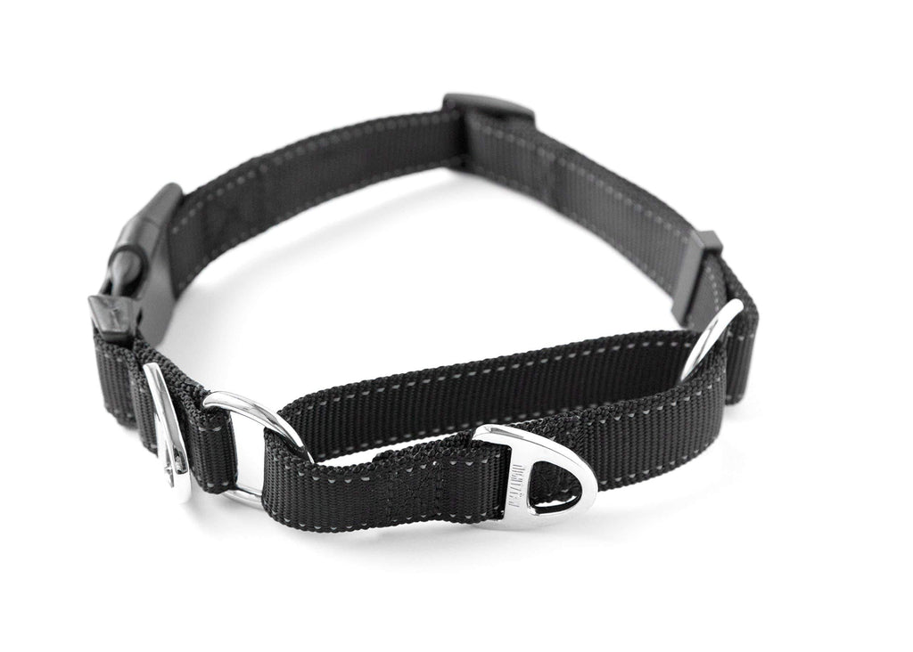 Mighty Paw Martingale Nylon Training Collar. Our Trainer Approved Limited Slip Collar. Modified Cinch Collar for Controlled Force for Optimal Training. Reflective Stitching to Keep Your Dog Safe! Small Black - PawsPlanet Australia