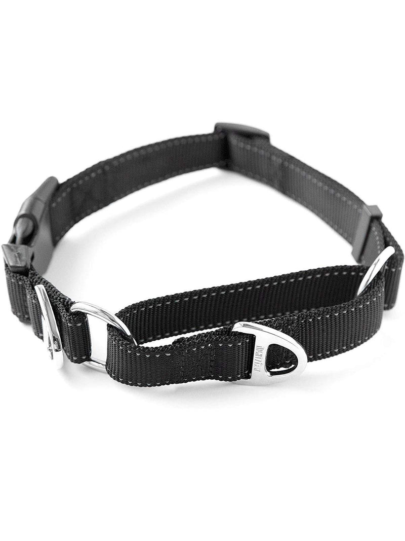 [Australia] - Mighty Paw Martingale Nylon Training Collar. Our Trainer Approved Limited Slip Collar. Modified Cinch Collar for Controlled Force for Optimal Training. Reflective Stitching to Keep Your Dog Safe! Medium Black 