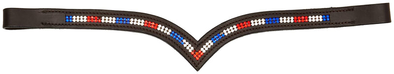 Cwel Equine (V) Shaped 2 Row *Team GB* Crystal Browband BROWN FULL/COB (COB 15") COB 15" - PawsPlanet Australia