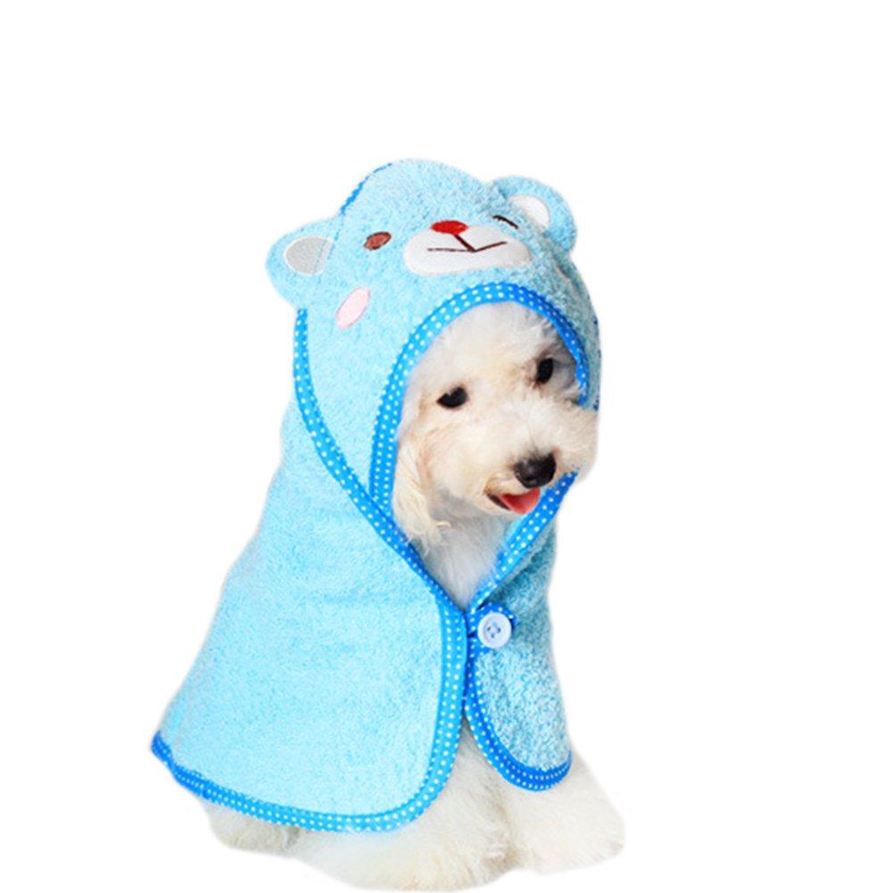[Australia] - WORDERFUL Dog Towel Pets Drying Bath Towels with Hoodies Dog Cat Warm Blanket for Small and Medium Dogs and Cats … L Blue 