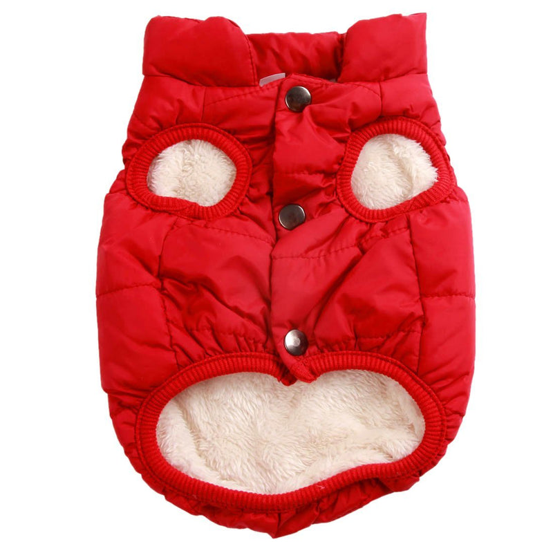 JoyDaog 2 Layers Fleece Lined Warm Dog Jacket for Puppy Winter Cold Weather,Soft Windproof Small Dog Coat XS Red - PawsPlanet Australia